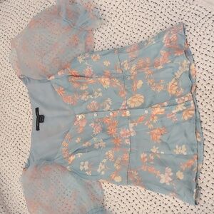 French Connection Sheer Puff Sleeve Blouse